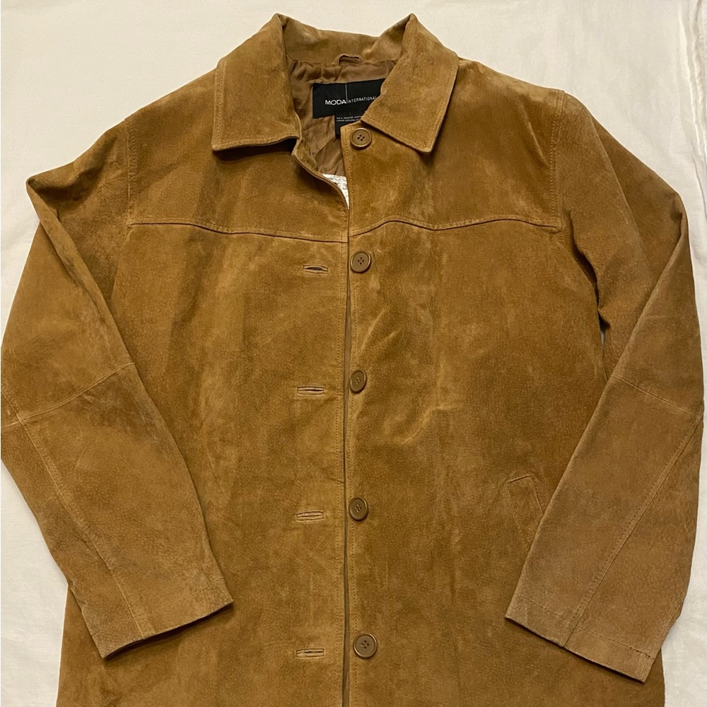 MODA international 100% leather size medium tan bright coat